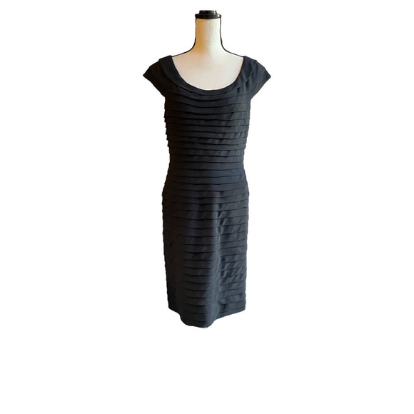 Adrianna Papell Dresses & Skirts - Adrianna Papell Sheath Dress Women's Size 12‎ Black Tiered Chiffon Ruffles